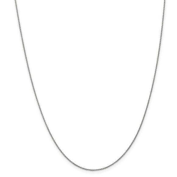 0.9mm 10k White Gold Solid Cable Chain Necklace, 16 Inch - Picture 3 of 8